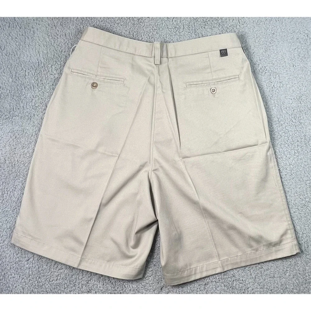 Nike Golf Chino Shorts 100% Cotton Pleated Front Beige Men's Size 34 VTG‎ NWT